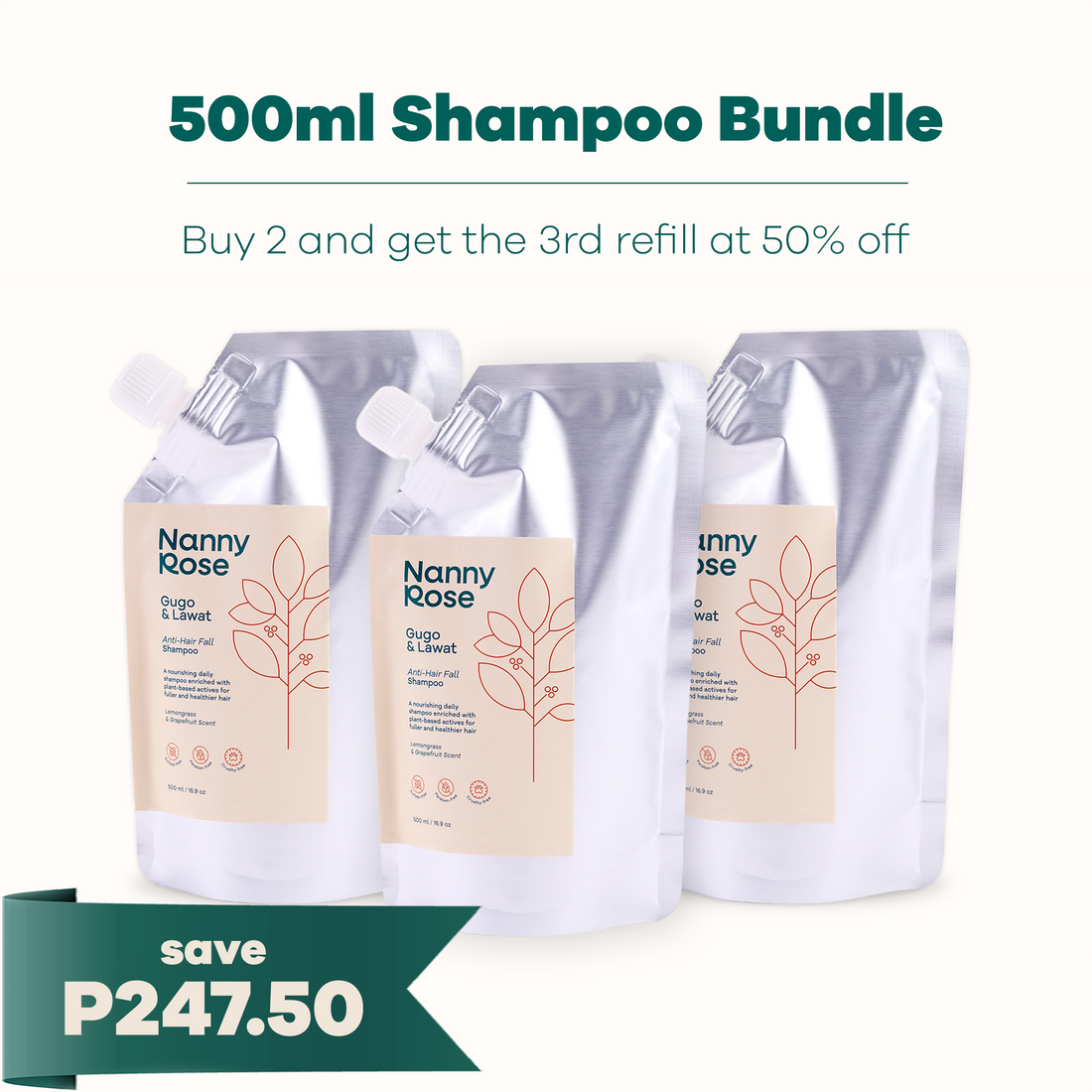 500ML GUGO & LAWAT SHAMPOO REFILL BUNDLE